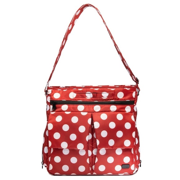 lug Handbags - LUG Happy Camper Crimson Large Dot Crossbody Red Polka Dot Shoulder Bag Travel